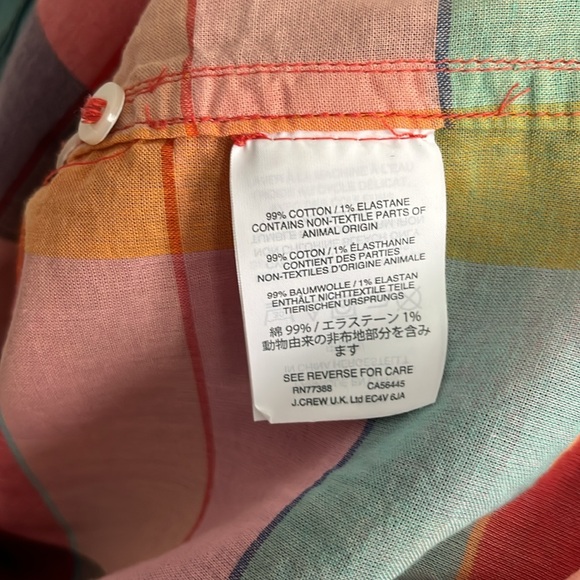 J. Crew Rainbow Vintage Plaid Tunic Lightweight Blouse - Picture 8 of 8